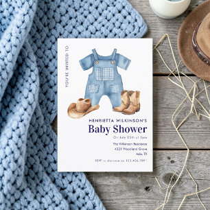 Country Western Baby Shower  Overalls Boots hat Invitation