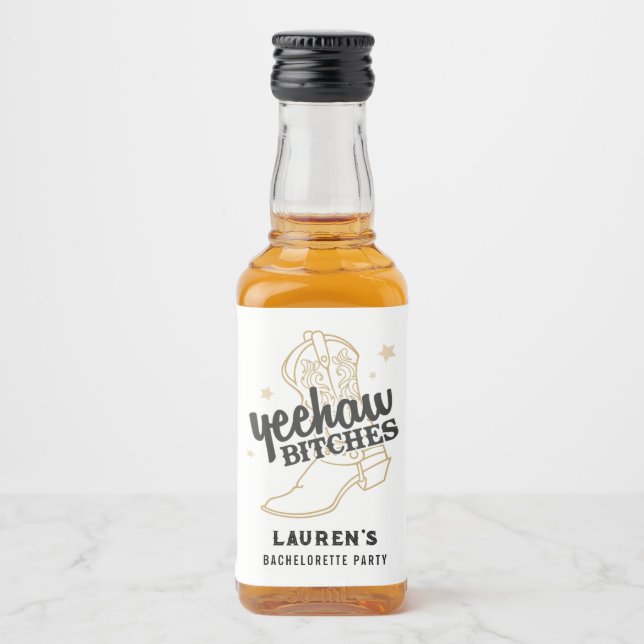 Country Western Bachelorette Mini Bottle Favor Liquor Bottle Label (Front)