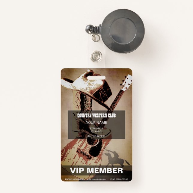 Country Western Badge (Front with Retractable)