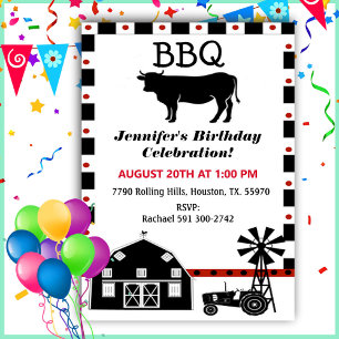 Country Western Barbecue Birthday Invitation