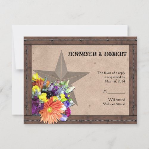 Country Western Barbed Wire Response Card Custom Invite