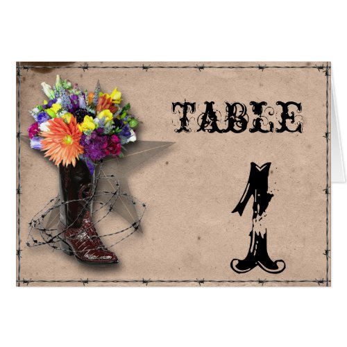 Country Western Barbed Wire Table Number