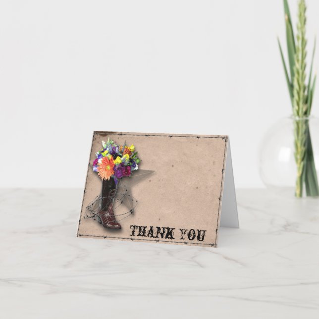 Country Western Barbed Wire Thank You Card (Front)