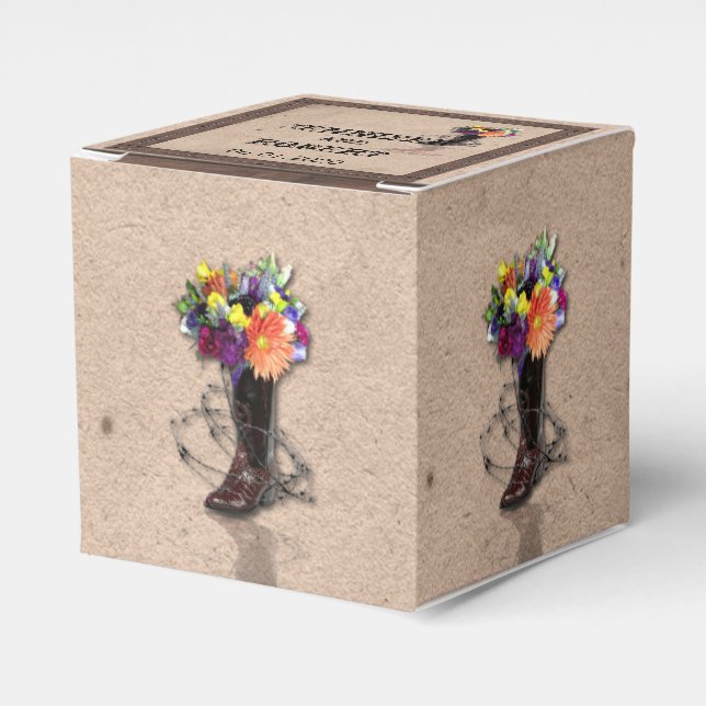 Country Western Barbed Wire Wedding Favor Box (Front Side)