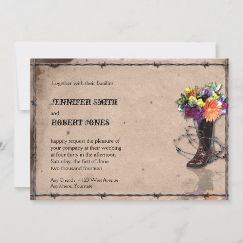 Country Western Barbed Wire Wedding Invitation