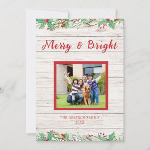 Country Western Barn wood Photo Flat Holiday Card