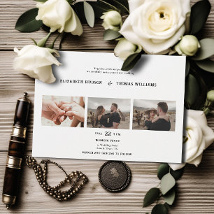 Country Western Black White Formal Photos Wedding Invitation