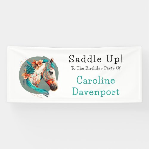 Country Western Boho Horse Birthday Party Banner