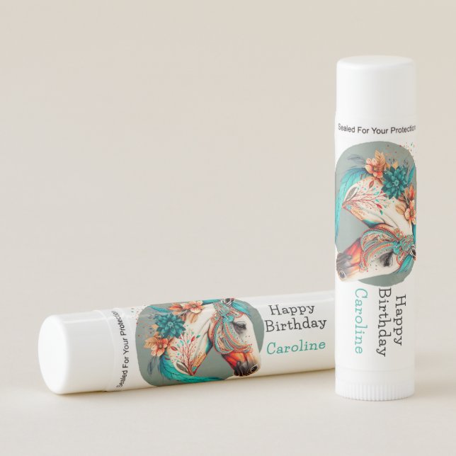 Country Western Boho Horse Birthday Party Lip Balm (Front)