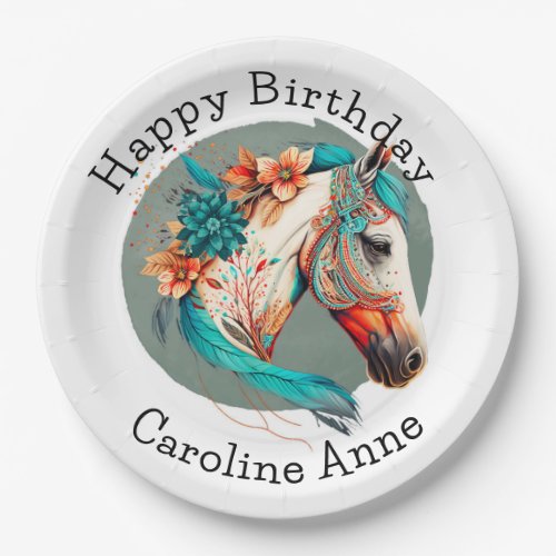 Country Western Boho Horse Birthday Party Paper Plates