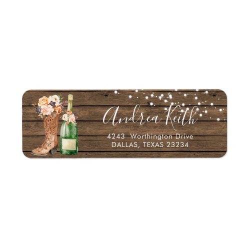 Country Western Boots and Bubbly Address Label