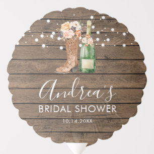 Country Western Boots and Bubbly Bridal Shower Balloon