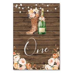 Country Western Boots and Bubbly Large Banner Table Number