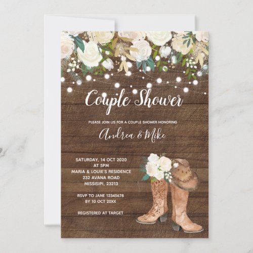 Country Western Boots Couple Shower Invitation