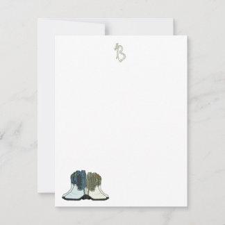 Country Western Boots Flat Monogram Note Cards