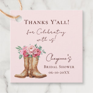 Country Western Bridal Shower Pink Thank You Favor Tags