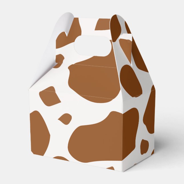 Country Western brown cow party favor box (Front Side)