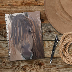 Country Western Brown Horse with Funny Messy Hair Notebook
