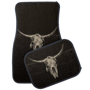 Country Western Bull Skull Rustic Vintage Antique Car Floor Mat