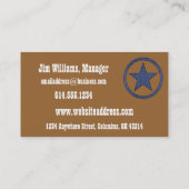 Country Western Business Card :: Denim Star D2 (Back)