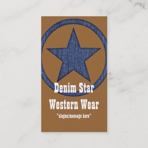 Customizable Country Western Business Card :: Denim Star D2