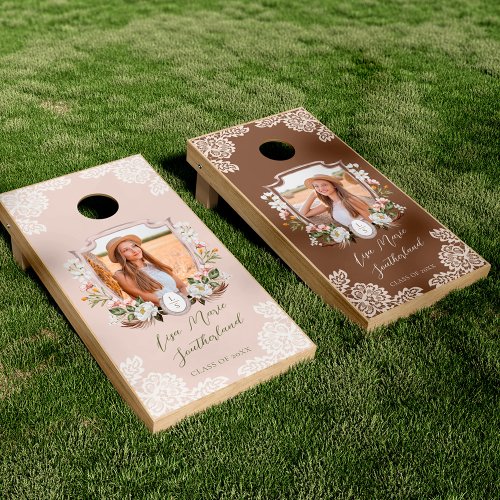 Country Western Chic Floral Crest Monogram Wedding Cornhole Set