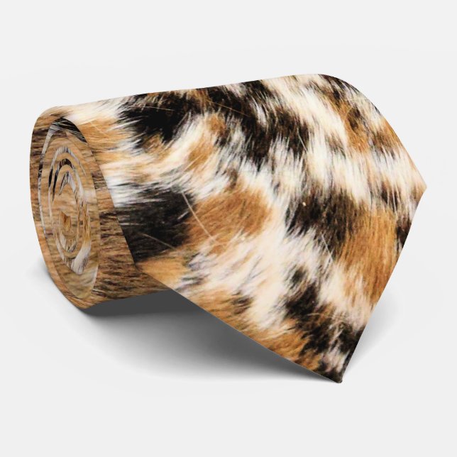 Country Western Chic Swirl Animal Fur Prints Neck Tie (Rolled)