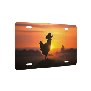 Country Western Chicken and Cowboy Hat License Plate