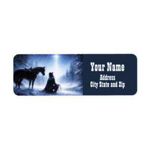 Country Western Christmas Cowboy Return Address Label