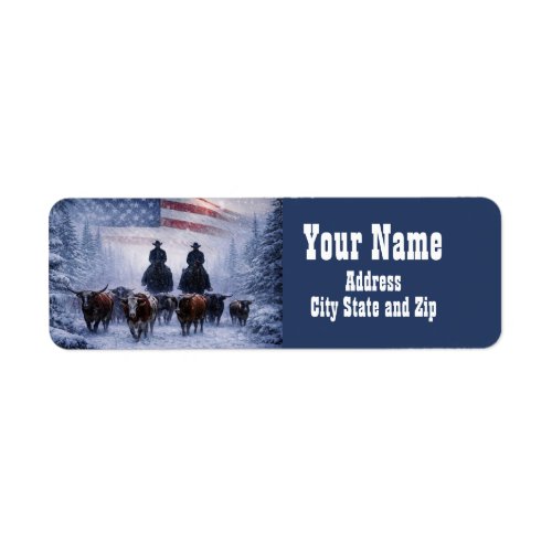 Country Western Christmas Cowboys Return Address Label