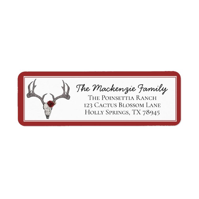 Country Western Christmas Reindeer Antlers Label (Front)