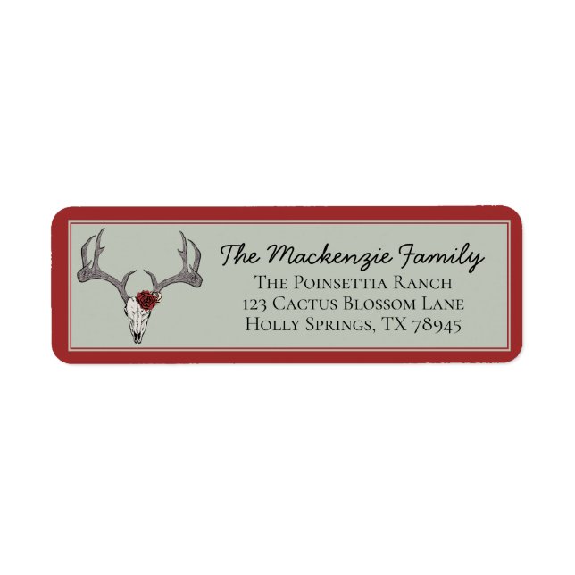 Country Western Christmas Reindeer Antlers Label (Front)