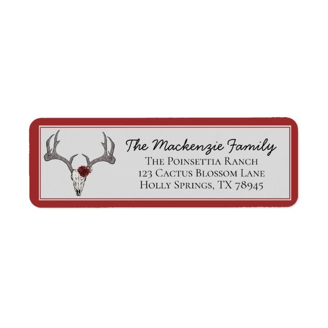 Country Western Christmas Reindeer Antlers Label (Front)