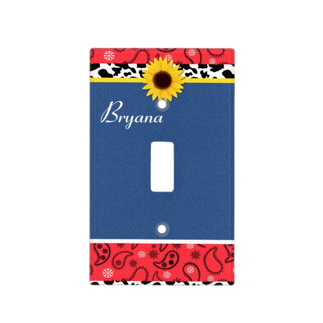 Country Western Cow Bandana Light Switch Cover (Front)