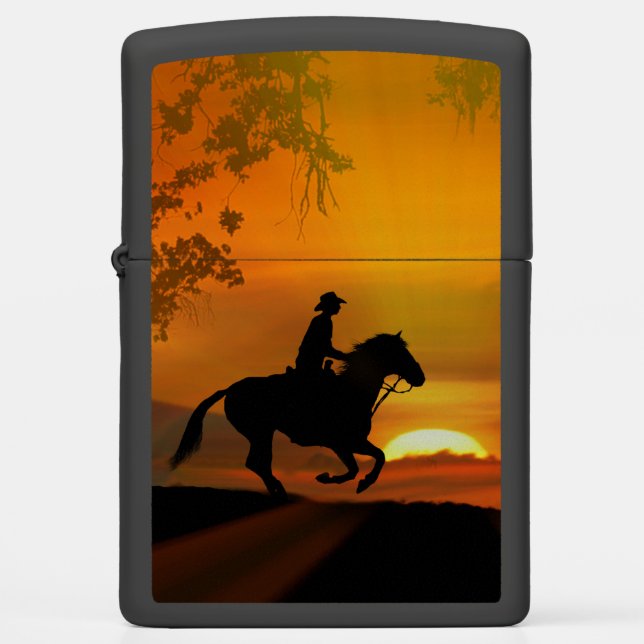Country Western Cowboy and Horse Zippo Lighter (Front)