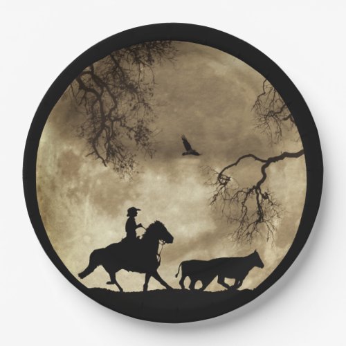 Country Western Cowboy and Moon Paper Plates