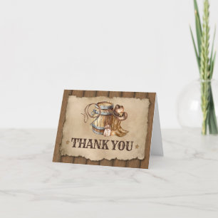 Country Western Cowboy Baby Shower Letterpress Thank You Card