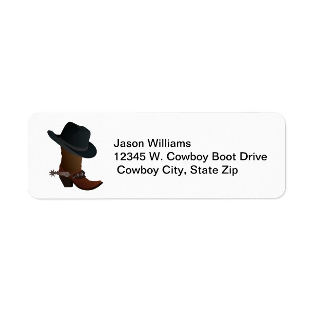 Country Western Cowboy Boot Hat Spurs Personalized Label (Front)