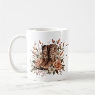Country Western Cowboy Boot with Flowers  Coffee Mug