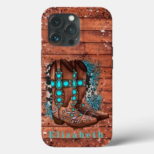 Country Western Cowboy Boots Custom iPhone 13 Pro Case