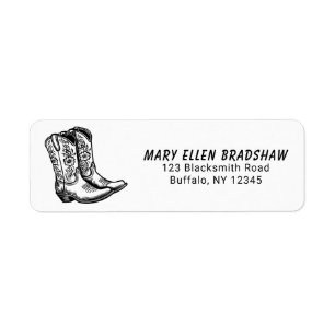 Country Western Cowboy Boots Return Address Label