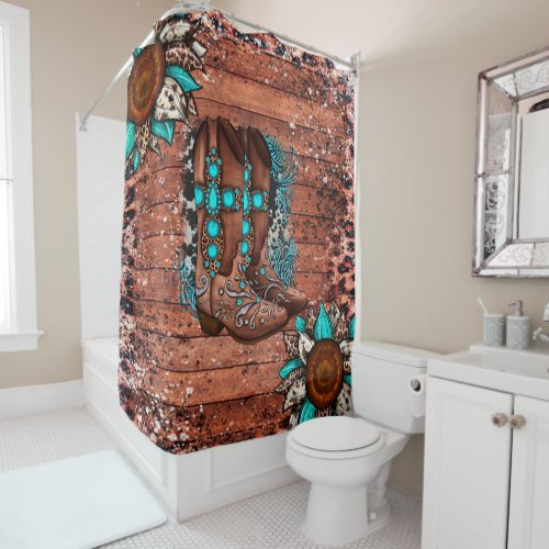 Country Western Cowboy Boots Shower Curtain