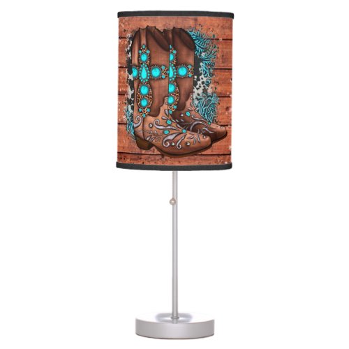 Country Western Cowboy Boots Table Lamp