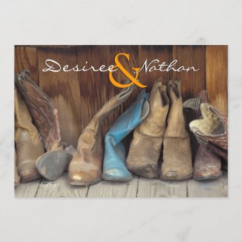 Country Western Cowboy Boots Wedding Invitation by party_depot at Zazzle