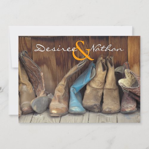 Country Western Cowboy Boots Wedding Invitation