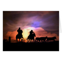 Country Western Cowboy Cattle Drive Blank Card