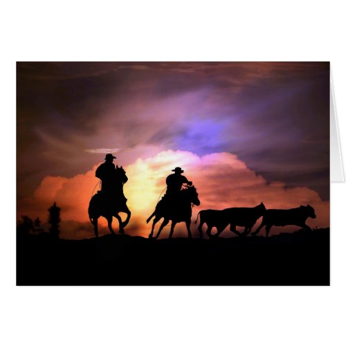 Country Western Cowboy Cattle Drive Blank Card