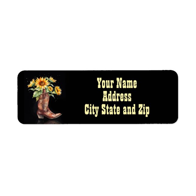 Country Western Cowboy Cowgirl Return Address Label (Front)