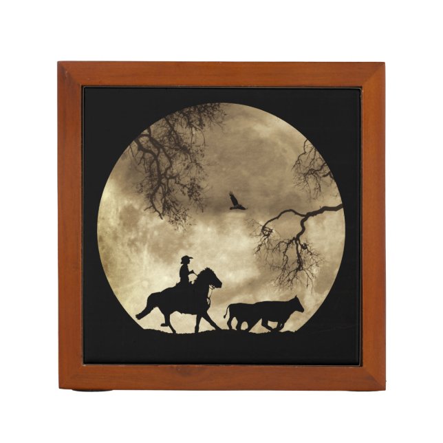 Country Western Cowboy Desk Organizer (Front)