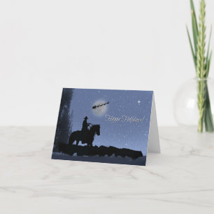 Country Western Cowboy Happy Holidays Card
